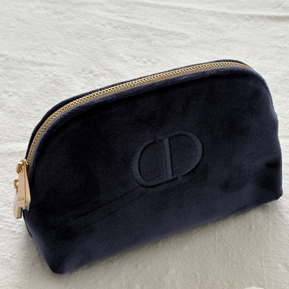 Dior Navy Velvet Beauty Pouch | Dior Prestige La Crème | Rouge Dior Lipstick - Picture 6 of 9